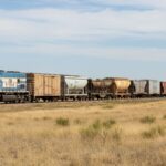 Tren de carga circulando por un corredor ferroviario argentino, simbolizando las oportunidades del ferrocarril en el país.