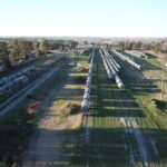 Tren de carga circulando en un corredor ferroviario argentino, representando la continuidad operativa del servicio ferroviario.